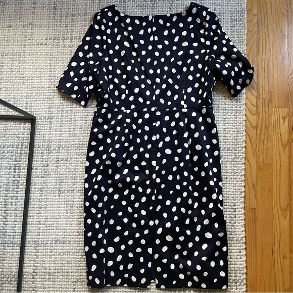 L.K. Bennett Laury Navy White Printed Shift Dress 14 - Picture 4 of 7